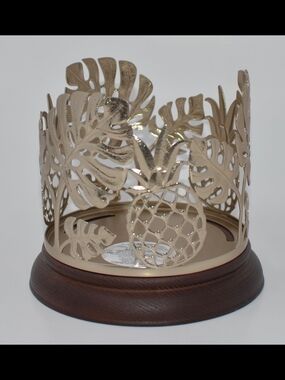 Bath & Body Works Gold Tropical Leaf Decorative Candle Holder - Home Art
